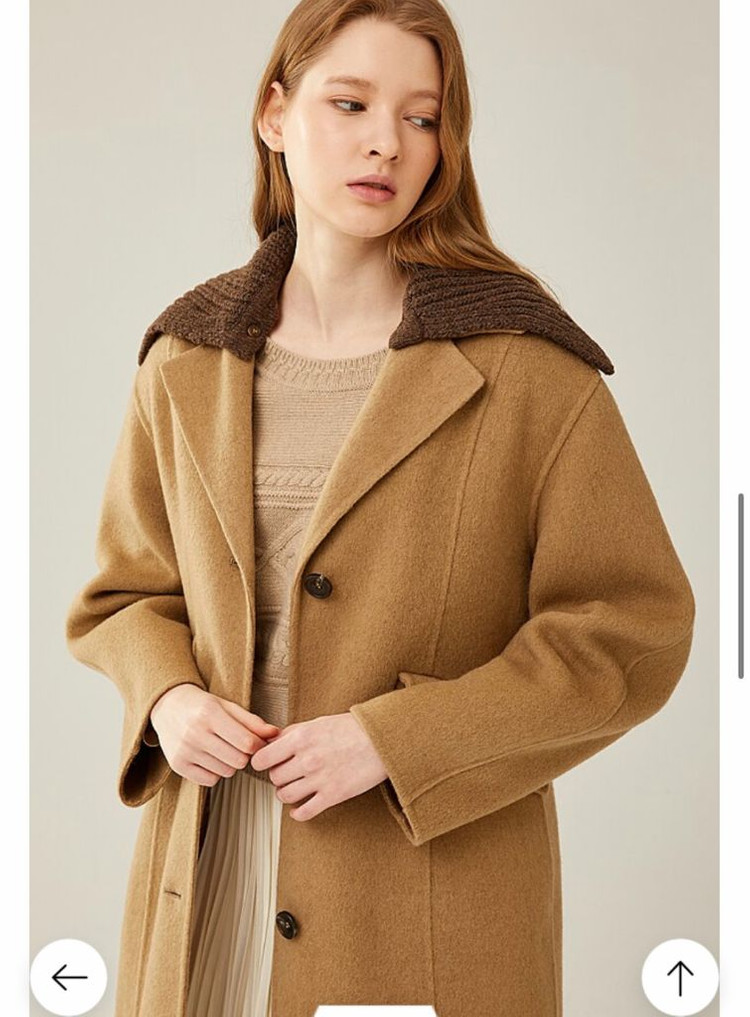 지컷 카멜 니티드 카라 코트 55--4