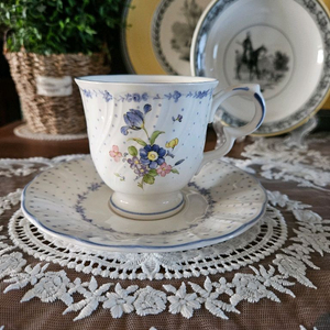 일본 빈티지 니코 블루 피오니 찻잔세트 판매해요