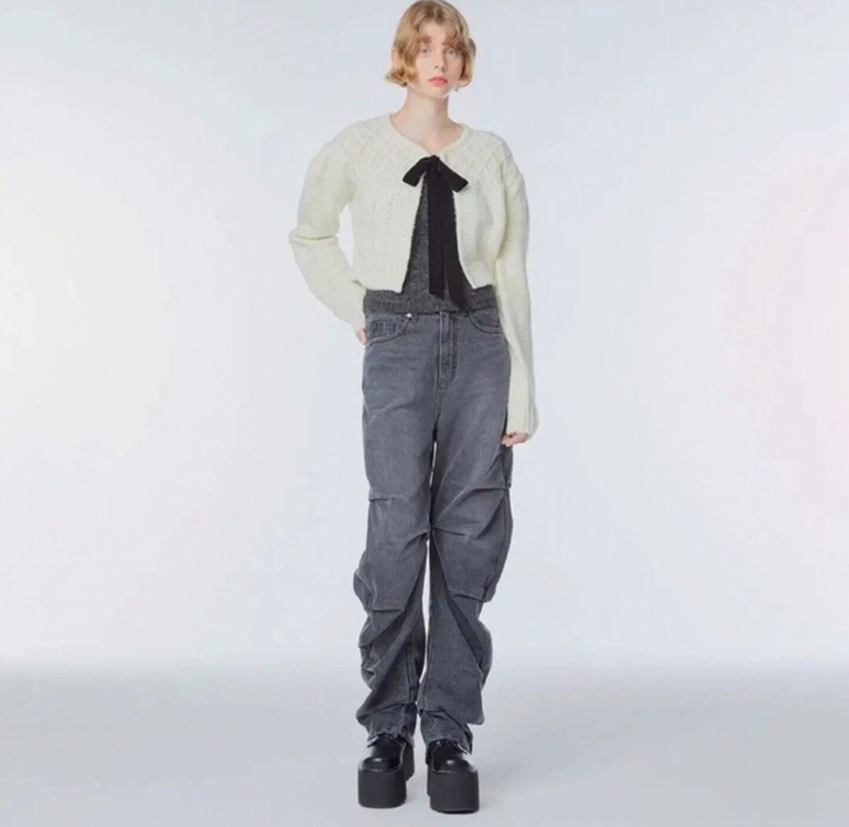 인스턴트펑크 울 리본 가디건 프리--1