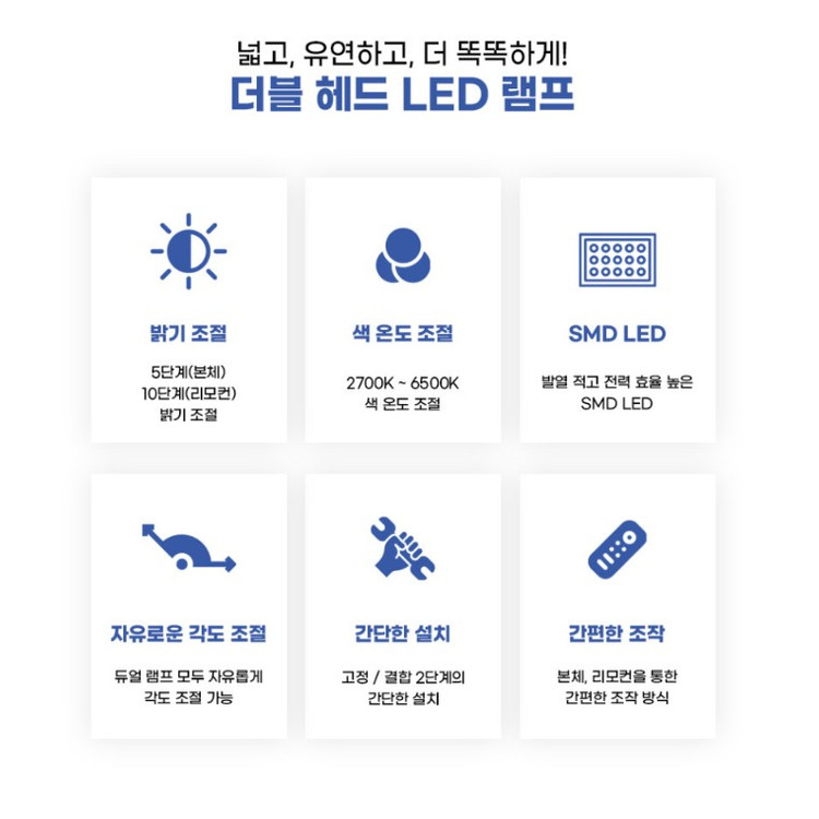 랜스타 더블 헤드 데스크 LED 와이드 스탠드 조명 이미지