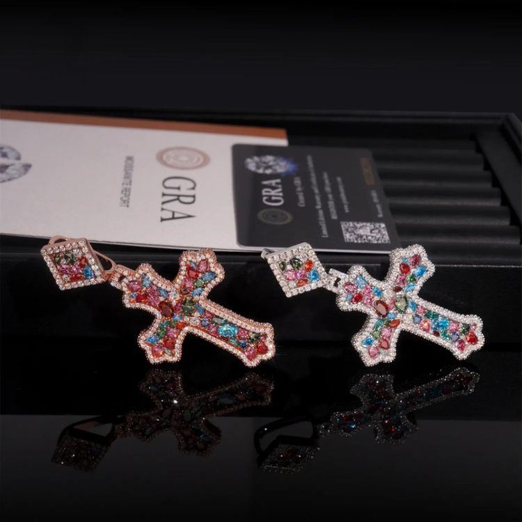 Oceanora 모아사나이트 크로스 펜던트 - 925 실버--2