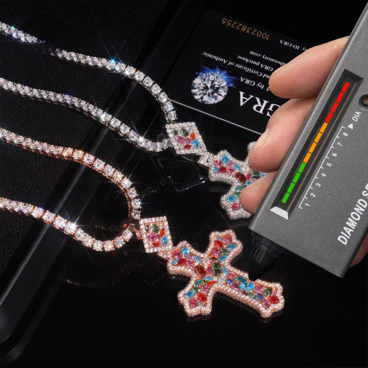 Oceanora 모아사나이트 크로스 펜던트 - 925 실버--3