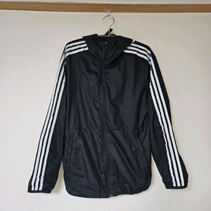 아디다스 삼선 블랙 러닝 바람막이 후드집업