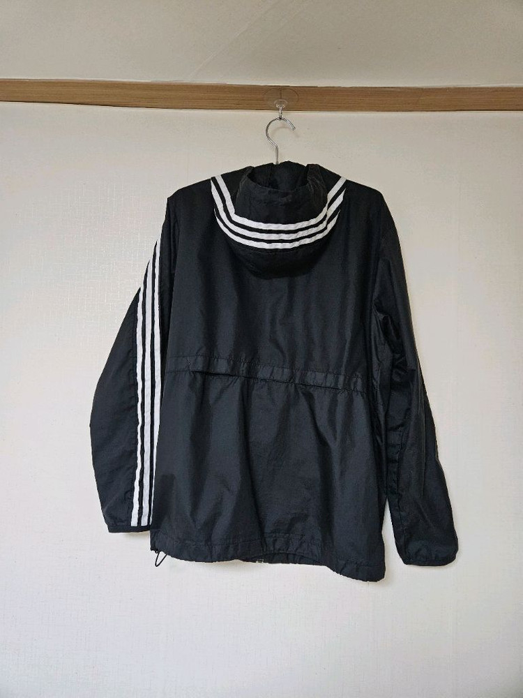 아디다스 삼선 블랙 러닝 바람막이 후드집업--5