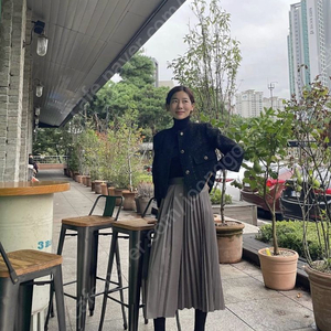 비그레이 플리츠 스커트