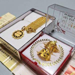 24K 순금 돌반지 2개(각 1돈) & 24K 순금 목걸이(3돈) 이미지