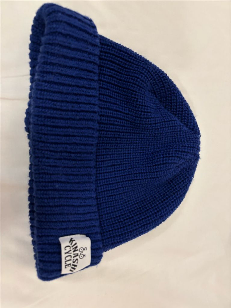 KINASHI CYCLE 리브 니트 모자 로고 패치 원포인트 키나시 사이클 일본제 플랩 니트 캡 비니 고품질 모자--1
