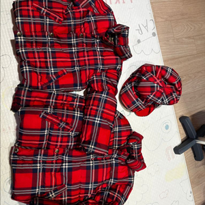 미니로디니 키즈 체크 패딩 점퍼+모자 세트