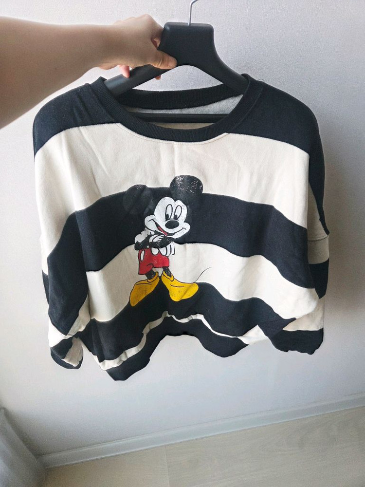 오버핏 미키마우스 스트라이프 맨투맨(프리사이즈)--5