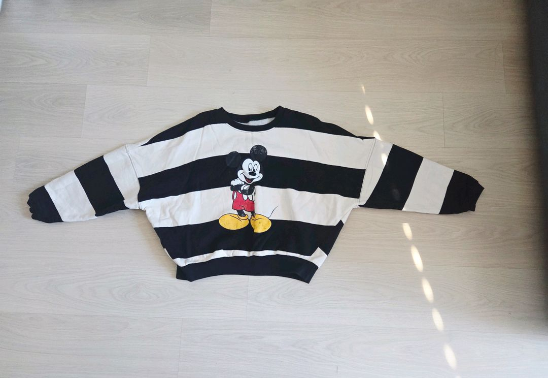 오버핏 미키마우스 스트라이프 맨투맨(프리사이즈)--6