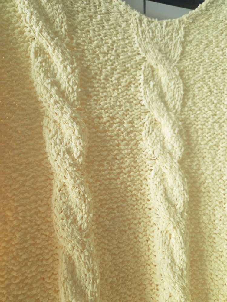 레몬옐로우컬러 케이블 부클 니트(프리사이즈)--3