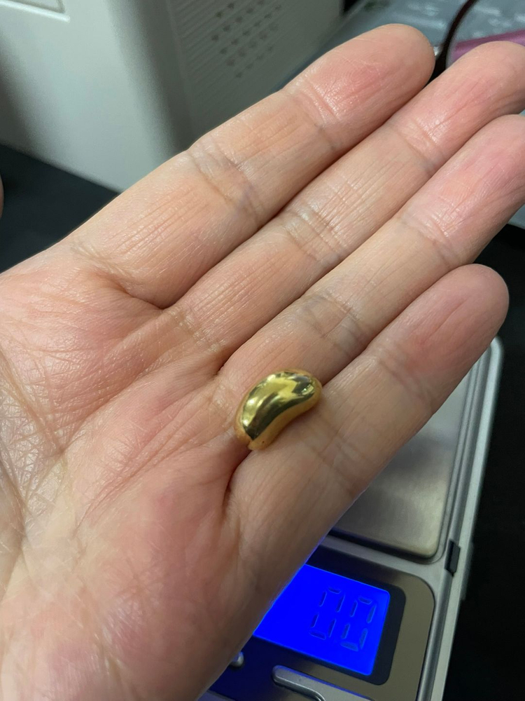 14K 옐로우 골드 콩 팬던트 강남콩 모양 목걸이 펜던트 이미지