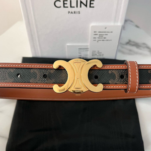 [S급/정품] 셀린느 트리옹프 캔버스 금장 로고 벨트