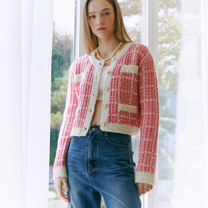 에트몽(ETMON) 장원영 트위드 니트가디건 55-66 새상품