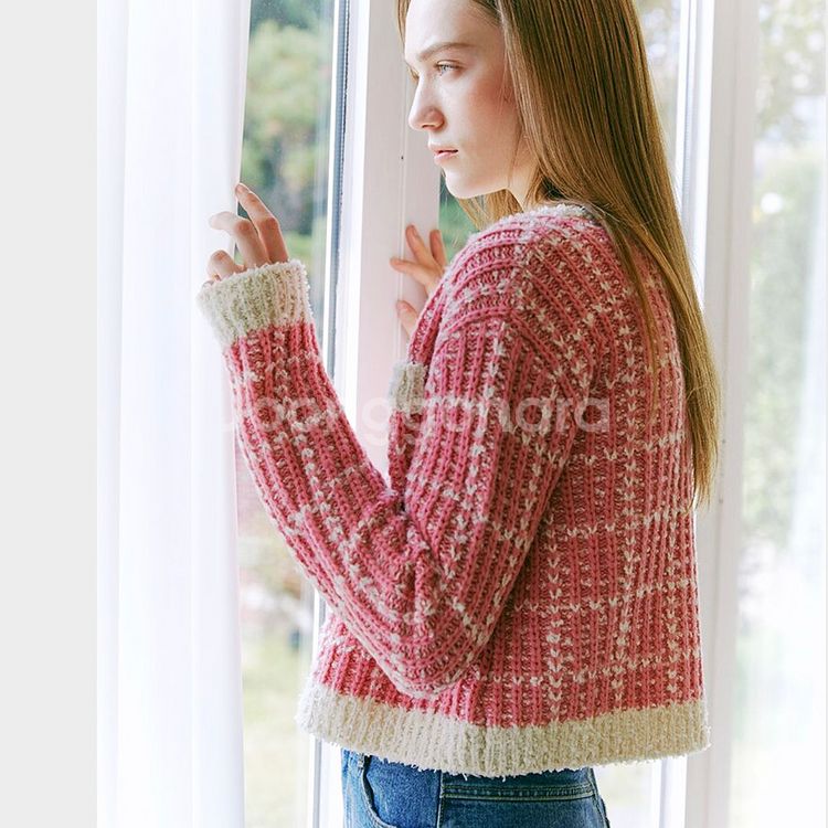 에트몽(ETMON) 장원영 트위드 니트가디건 55-66 새상품--1