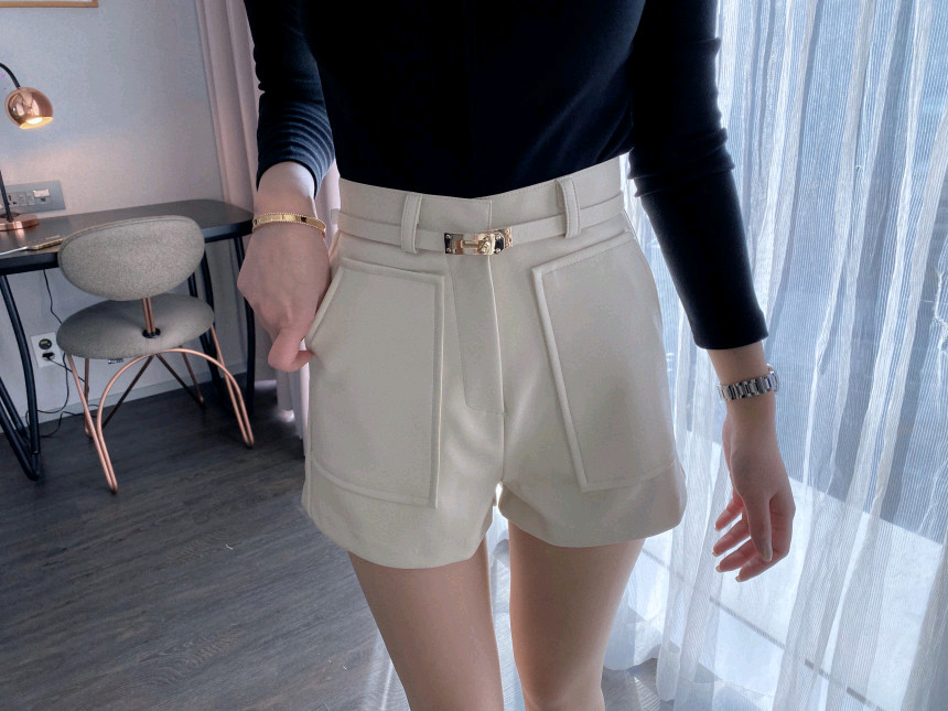 [새상품] 수입의류 에르 벨트 가죽 숏팬츠 PT--3