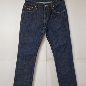 30)플랙진 금색패치 중청 스판 슬림 스트레이트 일자 이미지