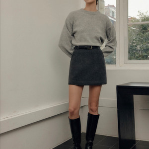 룩캐스트 라나 트리밍 울 스커트 차콜 s