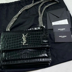 (박스빼고풀셋)생로랑 선셋백 미듐 블랙 크로커다일 판매합니다