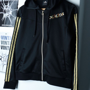 W(L) 아디다스 후드집업 져지 기능성 블랙 금장