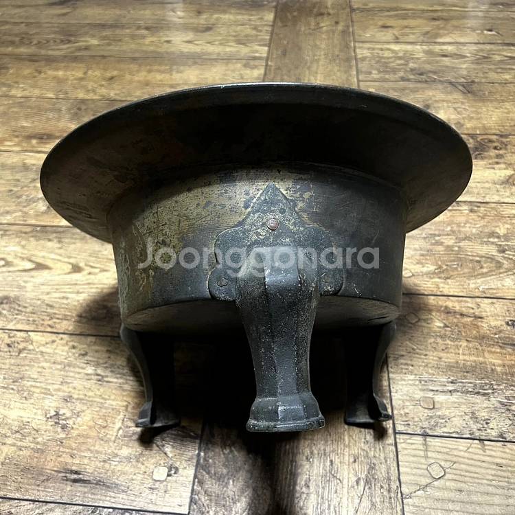 골동품 옛날 조선시대 황동 삼족 놋쇠 민속 전통화로--1