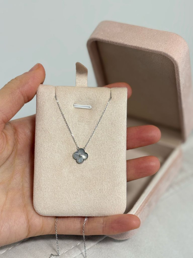 14k 화이트골드 클로버 목걸이 반클리프 제작 목걸이 택포--1