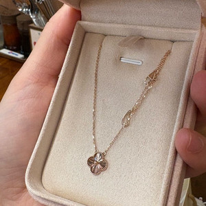 14k 화이트골드 클로버 목걸이 반클리프 제작 목걸이 택포