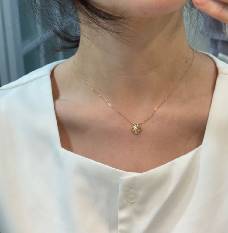 14k 화이트골드 클로버 목걸이 반클리프 제작 목걸이 택포--4