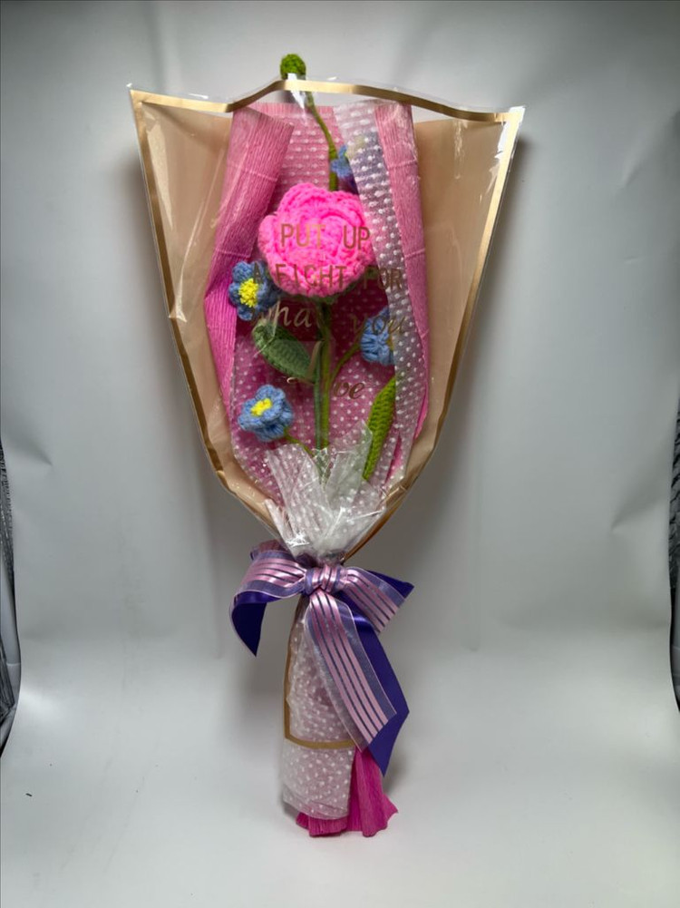 핸드메이드 털실 뜨개 꽃다발 졸업식 입학식 기념일--2