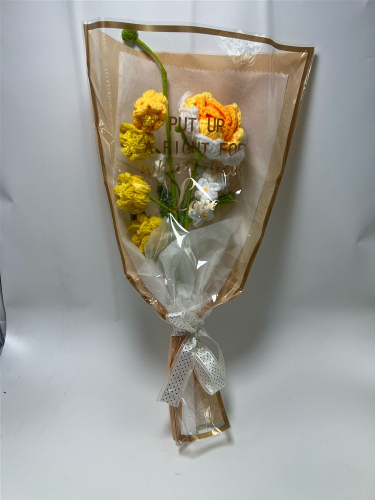 핸드메이드 털실 뜨개 꽃다발 졸업식 입학식 기념일--4