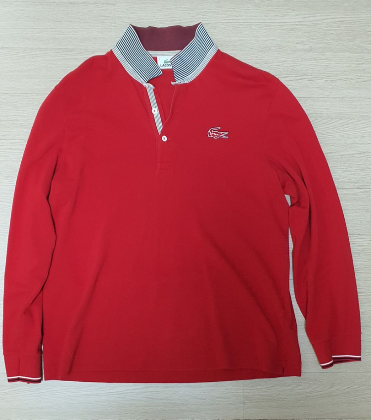라코스테 빨간색 긴팔티셔츠 5사이즈 4만원--0