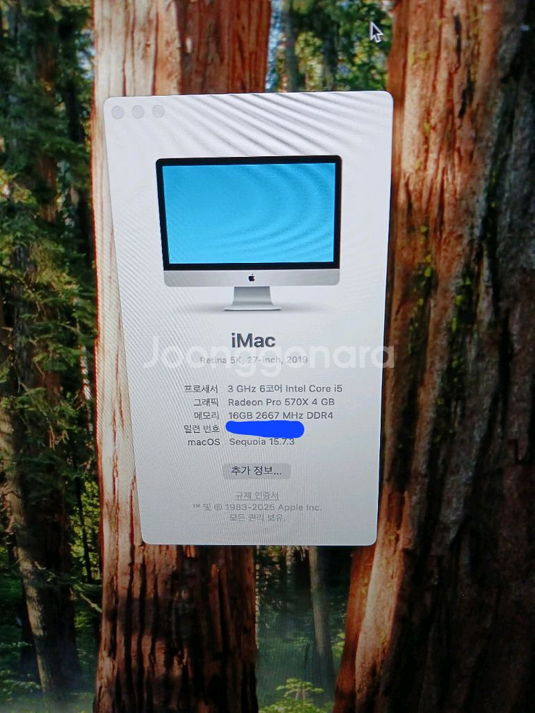 아이맥 5k 27인치 2019 i5 16gb 512 급처--3