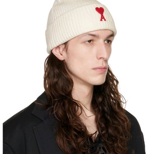 아미 하트 로고 니트 비니