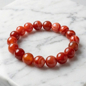 [새상품]자마노 (Red Agate, 붉은 아게이트) 원석 팔찌. 염주 가능