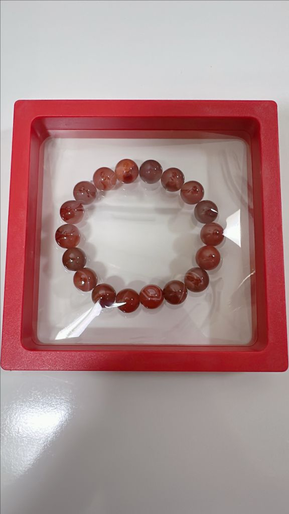 [새상품]자마노 (Red Agate, 붉은 아게이트) 원석 팔찌. 염주 가능--1