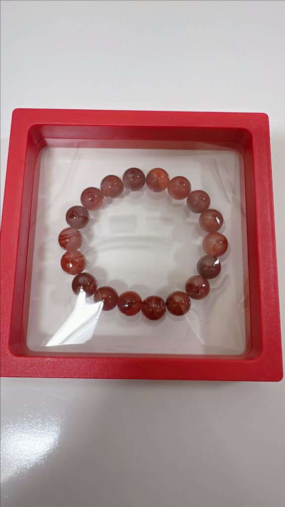 [새상품]자마노 (Red Agate, 붉은 아게이트) 원석 팔찌. 염주 가능--3