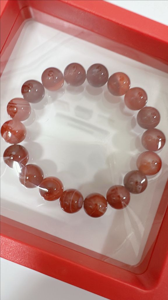 [새상품]자마노 (Red Agate, 붉은 아게이트) 원석 팔찌. 염주 가능--4