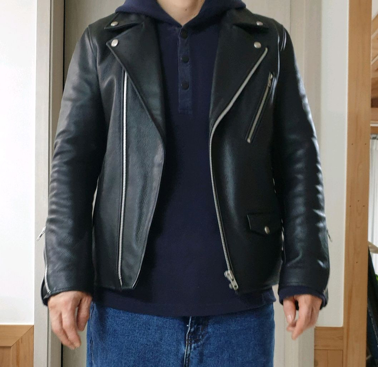 남성 가죽 라이딩 자켓--1