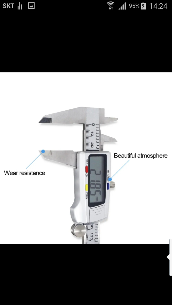 디지털 버니어 캘리퍼스 스텐질 눈금자 150mm 측정 이미지