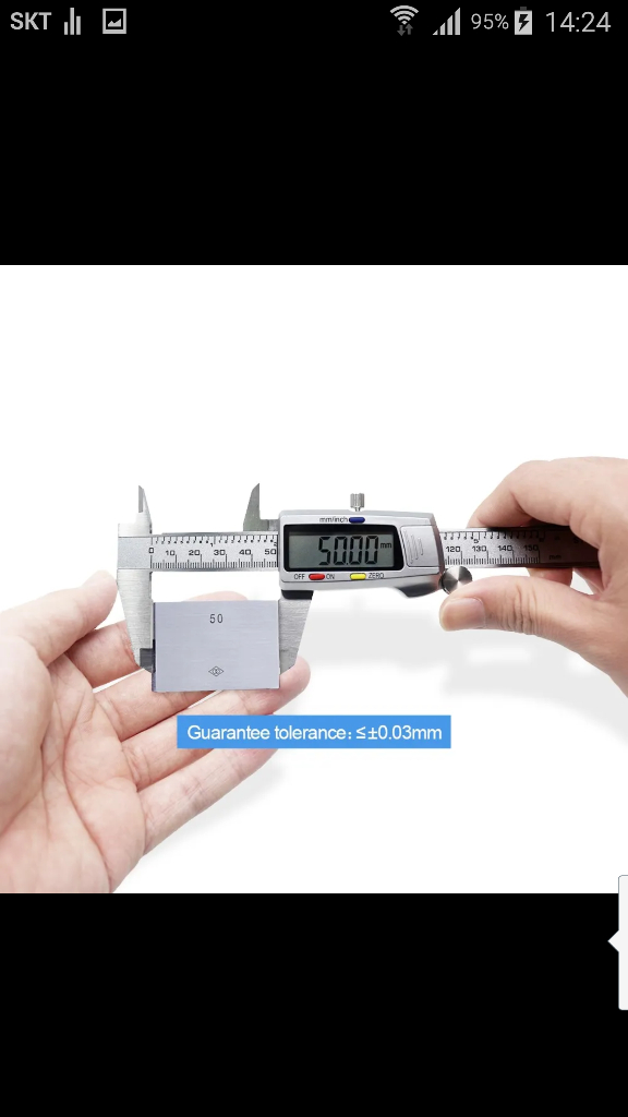 디지털 버니어 캘리퍼스 스텐질 눈금자 150mm 측정 이미지