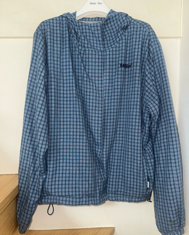 badblue check hoodie jacket blue--0