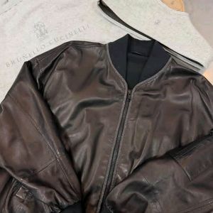 [정가1300] 브루넬로 쿠치넬리 레더 봄버 미니멀 하이엔드 자켓 블랙 M