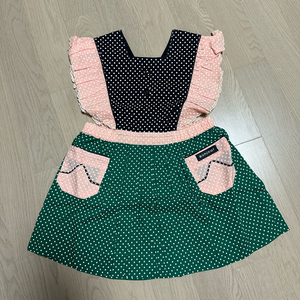봉주르 다이어리 땡시리즈 컬러블럭 에이프런 원피스 2-3y / 새상품