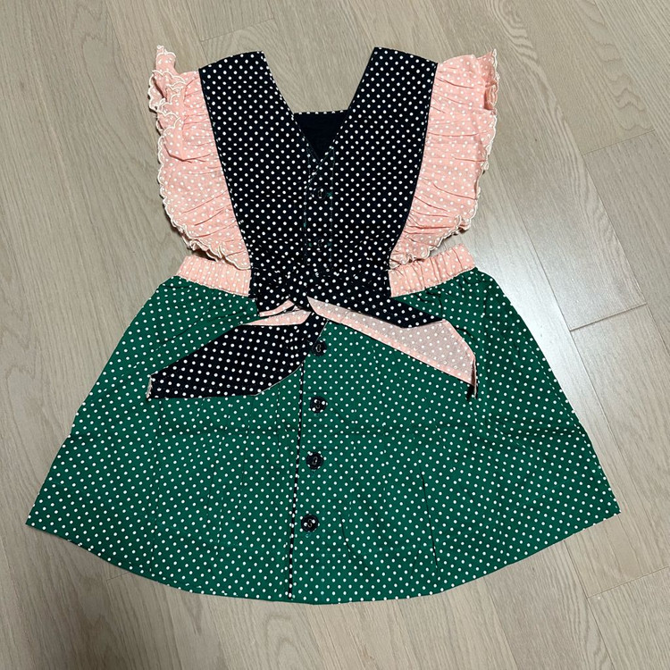 봉주르 다이어리 땡시리즈 컬러블럭 에이프런 원피스 2-3y / 새상품--1