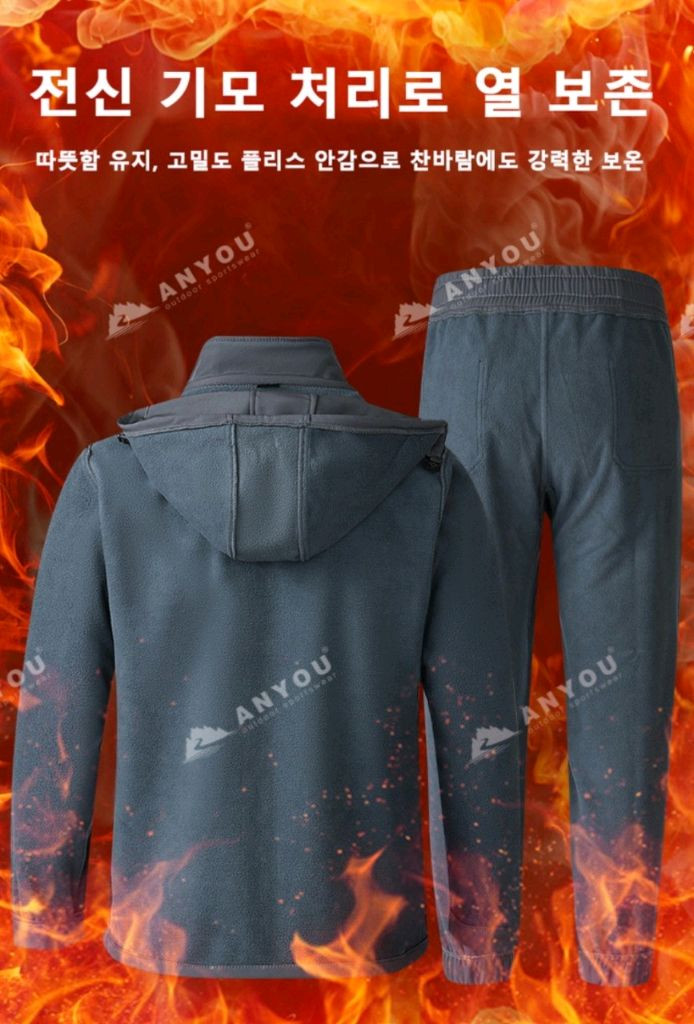 겨울 남자여성 방 방풍 보온 상하의 세트 방한복 기모 아웃도어 혹한기 작업복 낚시복 캠핑복 동계방한복 색상 블랙 그 이미지