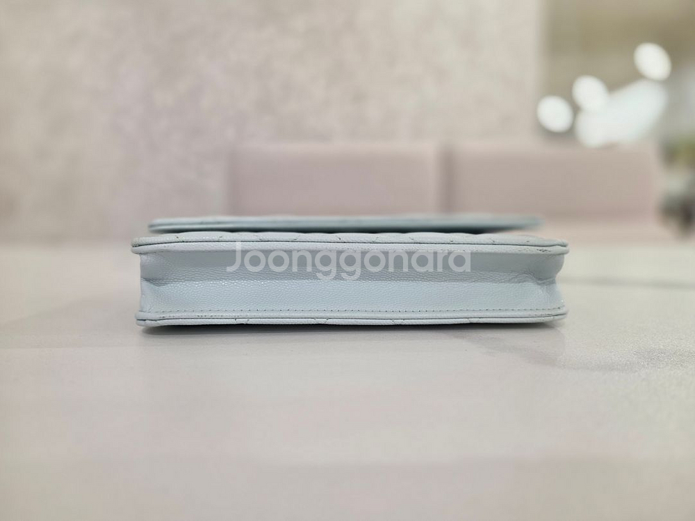 (미착용급)샤넬 클래식 월렛 온 체인 WOC 캐비어 민트 AP0250--4