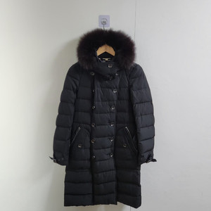 [버버리] 90 55 여 구스다운여우털 롱패딩