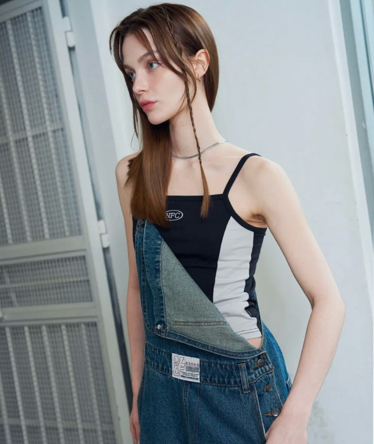 네스티팬시클럽 | 유쓰 데님 오버롤 다크 블루--1