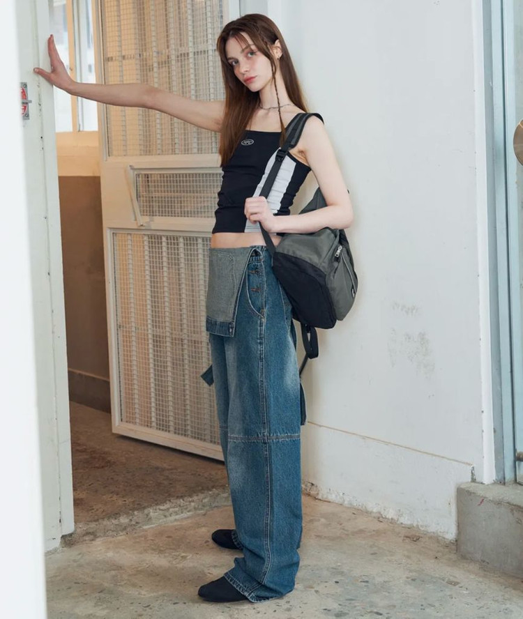 네스티팬시클럽 | 유쓰 데님 오버롤 다크 블루--2