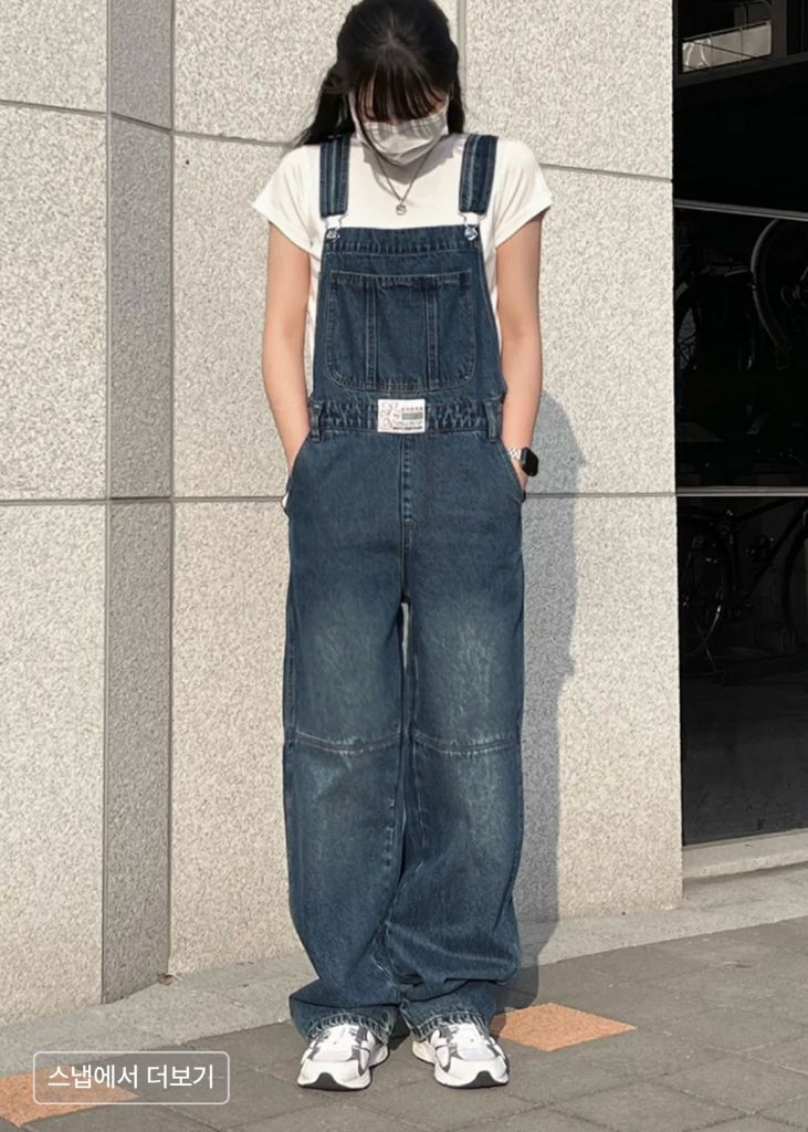 네스티팬시클럽 | 유쓰 데님 오버롤 다크 블루--5